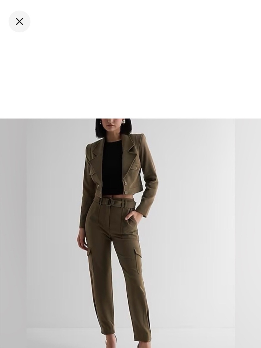 Express Womens Olive Green Super High Waisted Belted Cargo Pants